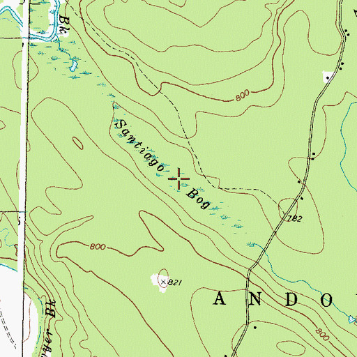 Topographic Map of Santiago Bog, ME