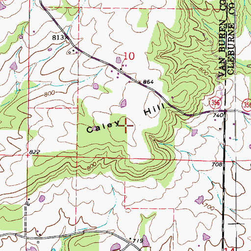 Topographic Map of Caley Hill, AR
