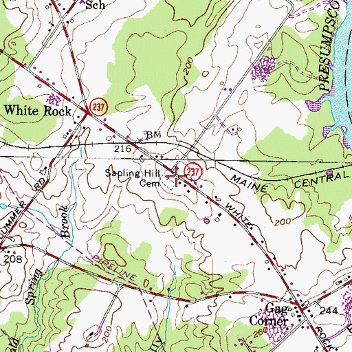 Topographic Map of Sapling Hill Cemetery, ME
