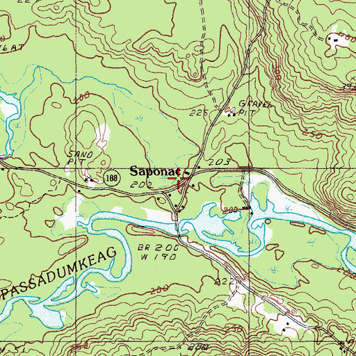 Topographic Map of Saponac, ME