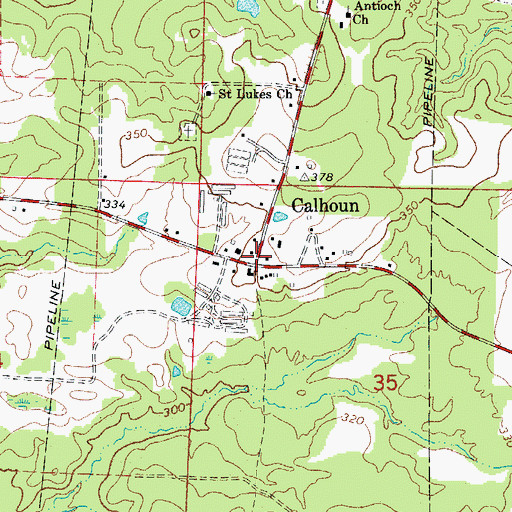 Topographic Map of Calhoun, AR