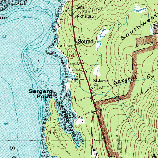 Topographic Map of Sargent Brook, ME