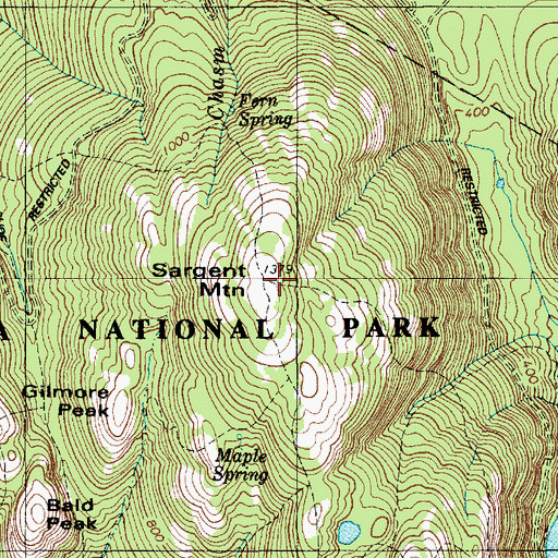 Topographic Map of Sargent Mountain, ME