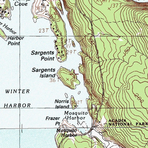 Topographic Map of Sargents Island, ME