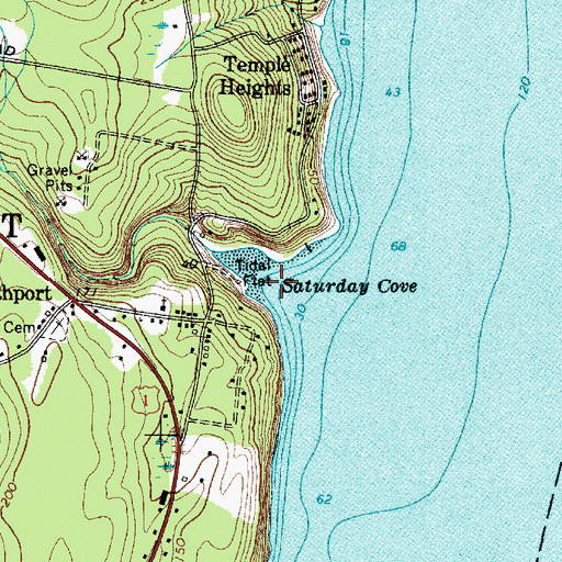 Topographic Map of Saturday Cove, ME