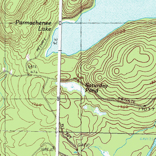 Topographic Map of Saturday Pond (historical), ME
