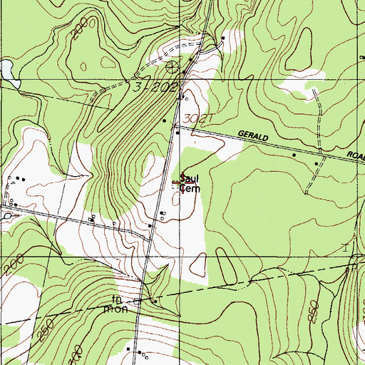 Topographic Map of Saul Cemetery, ME