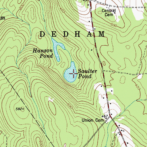 Topographic Map of Saulter Pond, ME