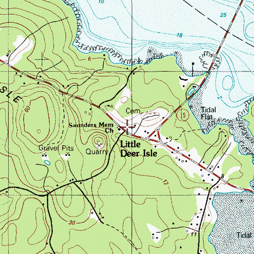Topographic Map of Saunders Memorial Church, ME