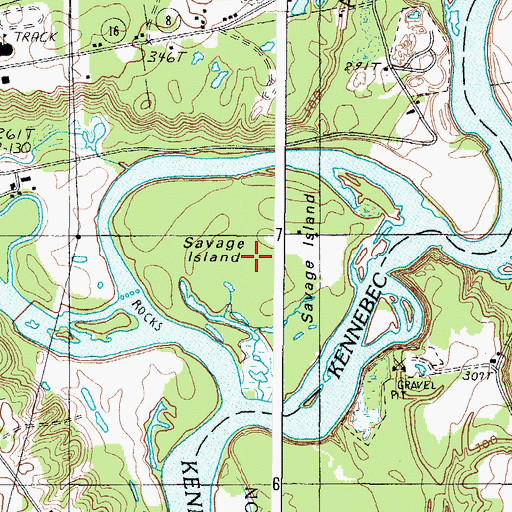 Topographic Map of Savage Island, ME