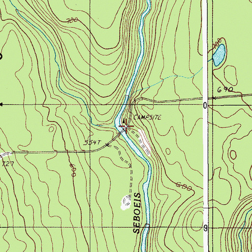 Topographic Map of Sawtelle Brook, ME