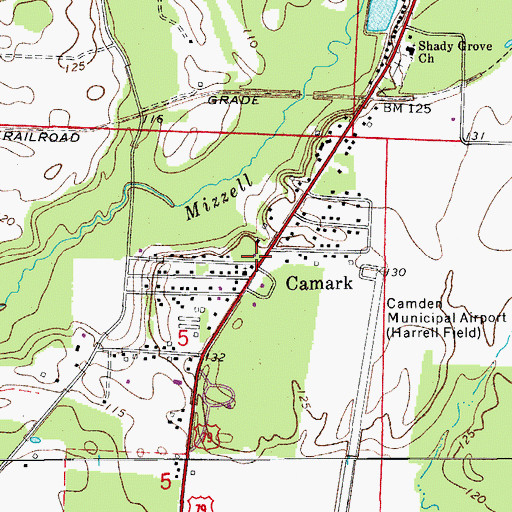 Topographic Map of Camark, AR