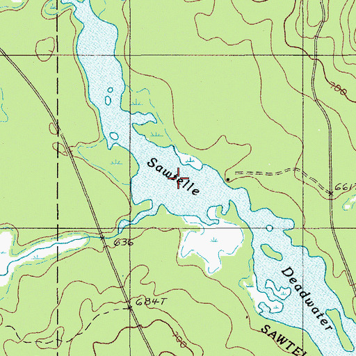 Topographic Map of Sawtelle Deadwater, ME