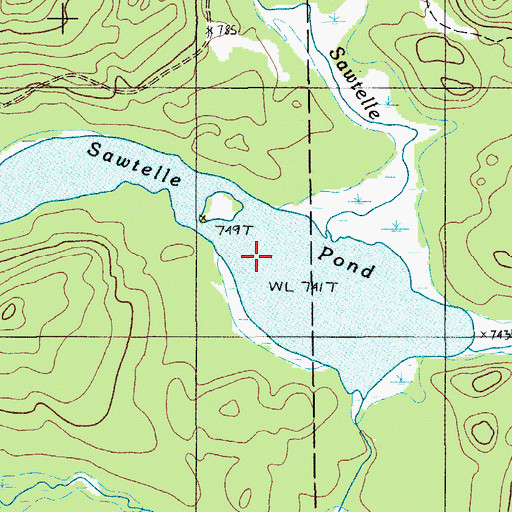 Topographic Map of Sawtelle Pond, ME
