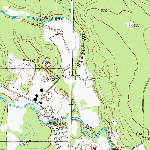 Topographic Map of Sawyer Brook, ME