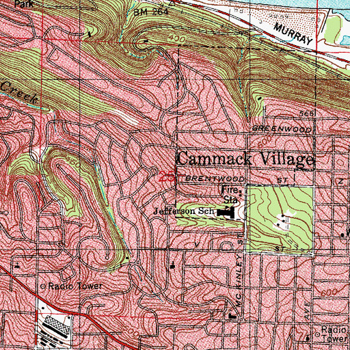Topographic Map of Cammack Village, AR