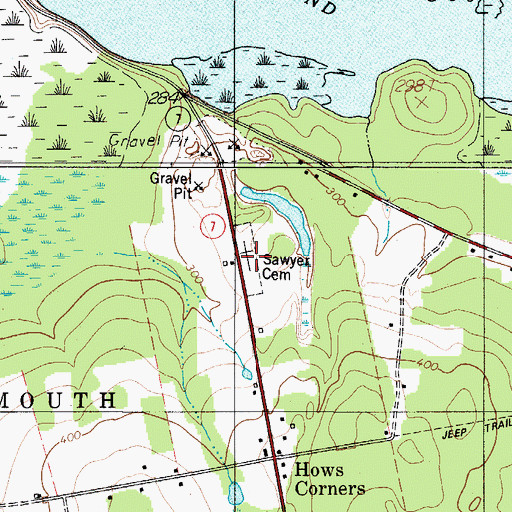 Topographic Map of Sawyer Cemetery, ME