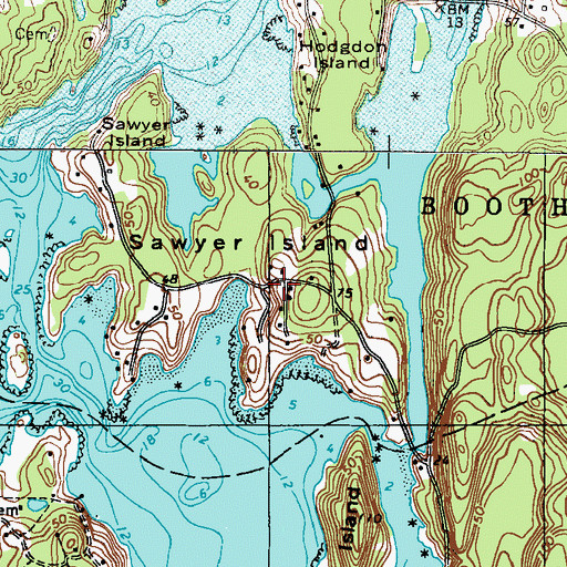 Topographic Map of Sawyer Island, ME