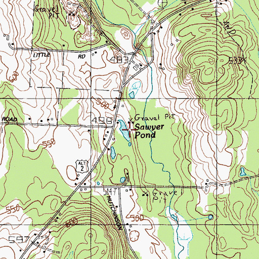 Topographic Map of Sawyer Pond, ME