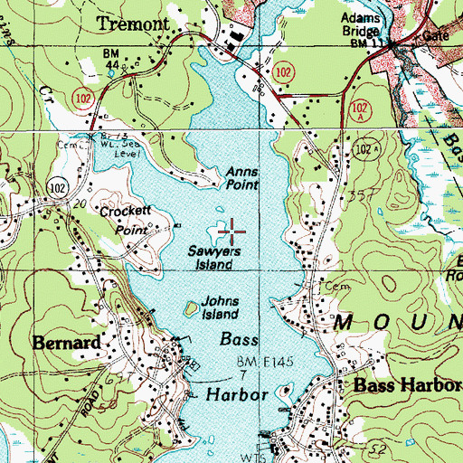 Topographic Map of Sawyers Island, ME