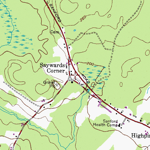 Topographic Map of Saywards Corner, ME