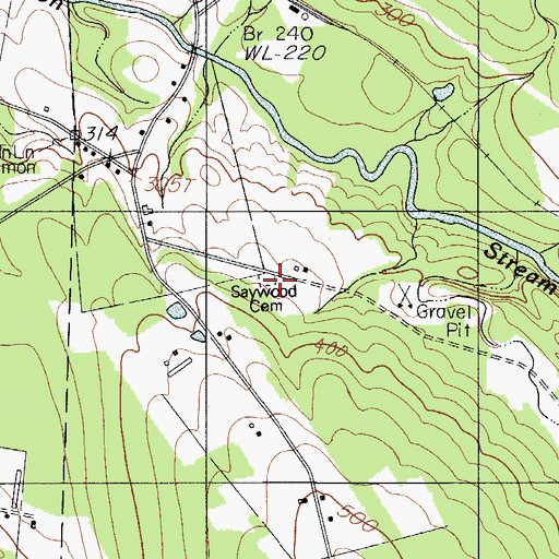 Topographic Map of Saywood Cemetery, ME