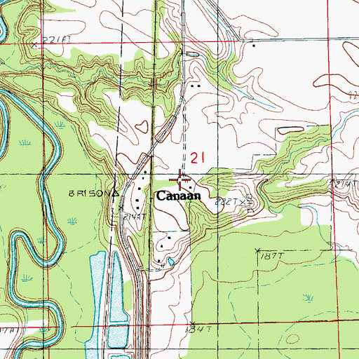 Topographic Map of Canaan, AR