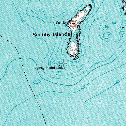 Topographic Map of Scabby Island Ledge, ME