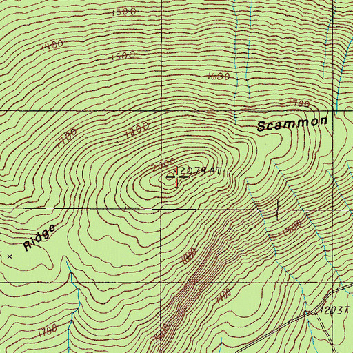 Topographic Map of Scammon Ridge, ME
