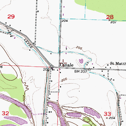 Topographic Map of Canale, AR