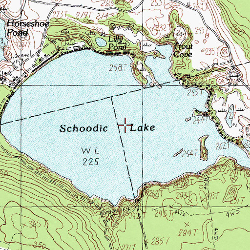 Topographic Map of Schoodic Lake, ME
