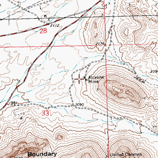 Topographic Map of Alcyone Mine, AZ