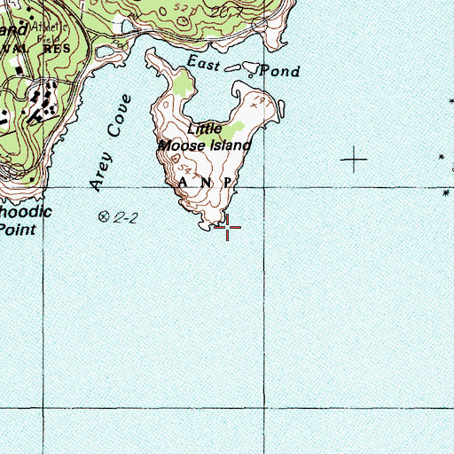 Topographic Map of Schoodic Point, ME