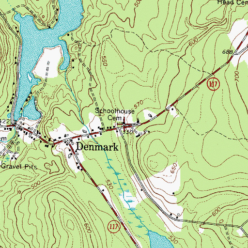 Topographic Map of Schoolhouse Cemetery, ME