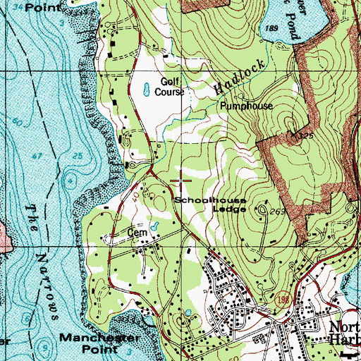 Topographic Map of Schoolhouse Ledge, ME