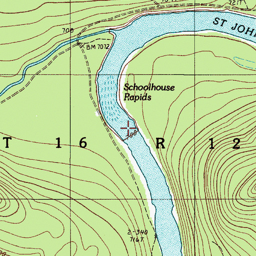 Topographic Map of Schoolhouse Rapids, ME