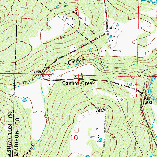 Topographic Map of Cannon Creek, AR