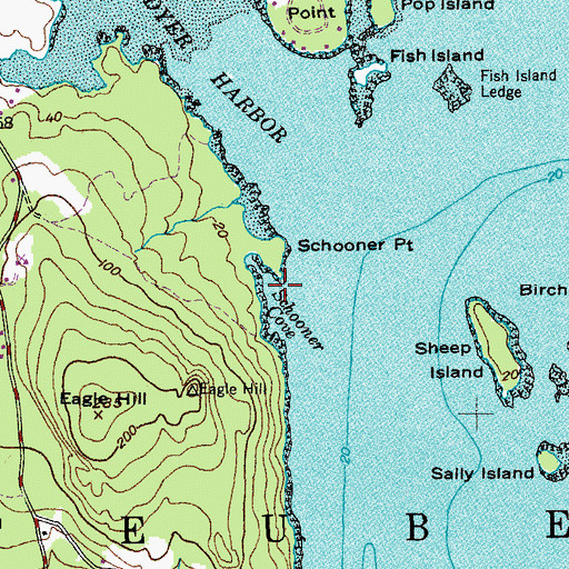 Topographic Map of Schooner Cove, ME