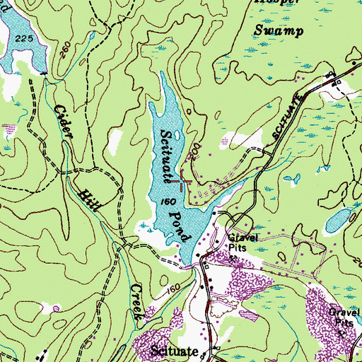 Topographic Map of Scituate Pond, ME
