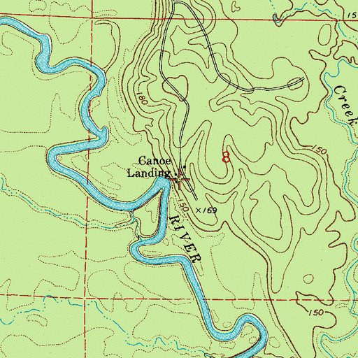 Topographic Map of Canoe Landing, AR