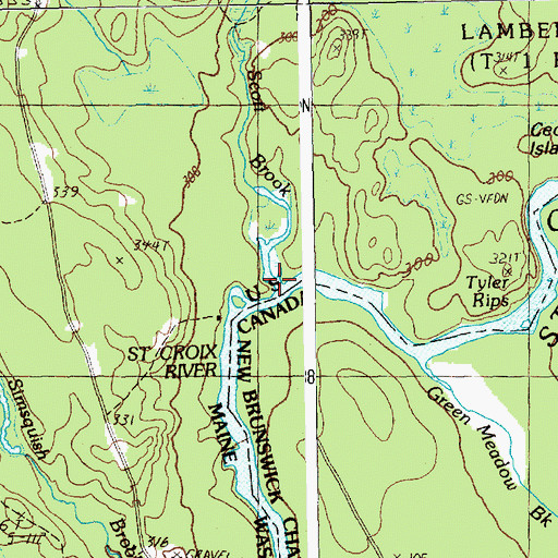 Topographic Map of Scott Brook, ME