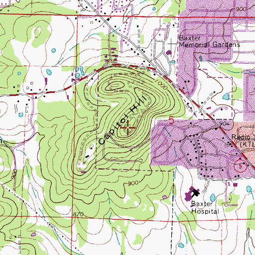 Topographic Map of Capitol Hill, AR