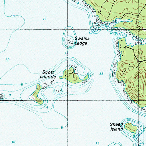 Topographic Map of Scott Islands, ME