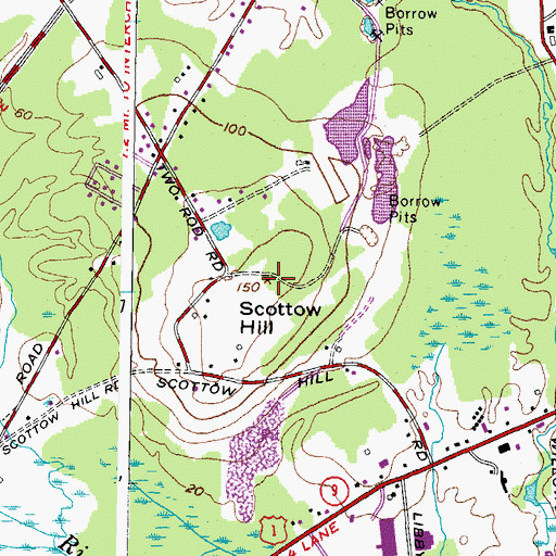Topographic Map of Scottow Hill, ME