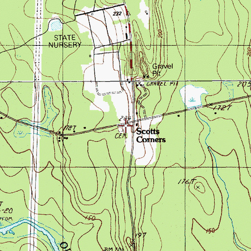 Topographic Map of Scotts Corners, ME