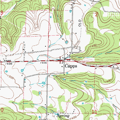Topographic Map of Capps, AR