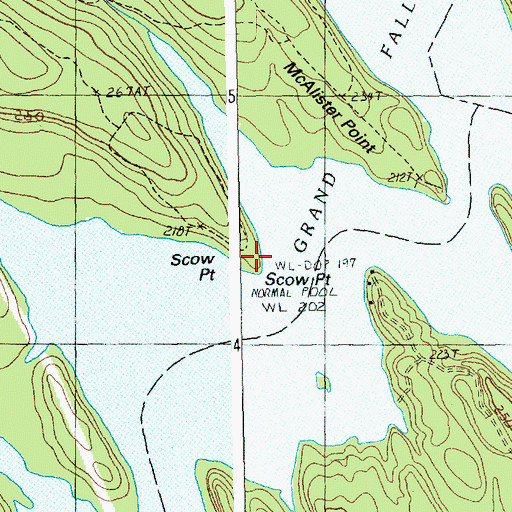 Topographic Map of Scow Point, ME