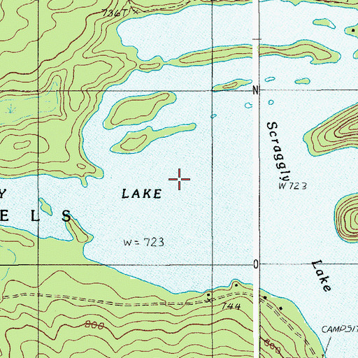 Topographic Map of Scraggly Lake, ME