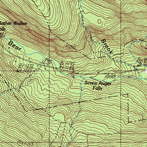 Topographic Map of Screw Auger Falls, ME
