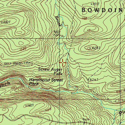 Topographic Map of Screw Auger Falls, ME